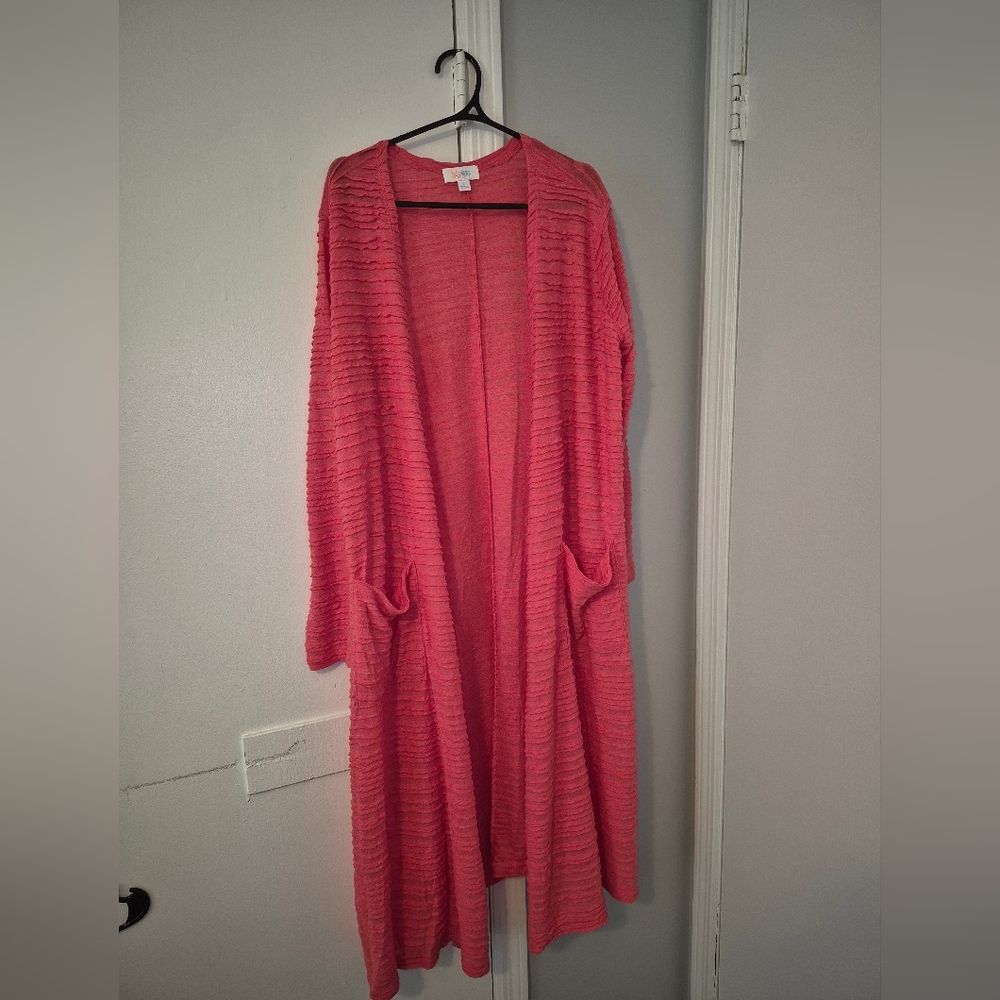 NWT LuLaRoe Size Large Coral Open Front Cardigan (Sarah)